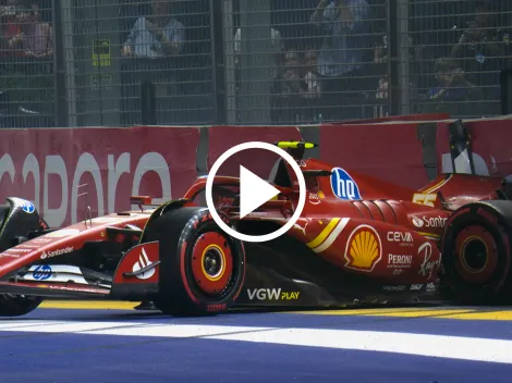 Choque y bandera roja de Carlos Sainz en la Clasificación del GP de Singapur