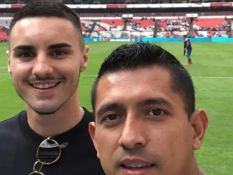 Stephen Eustáquio y Elías Hernández en el Estadio Azteca viendo a Cruz Azul