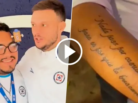 Anselmi le cumplió dos sueños al aficionado que se tatuó su frase