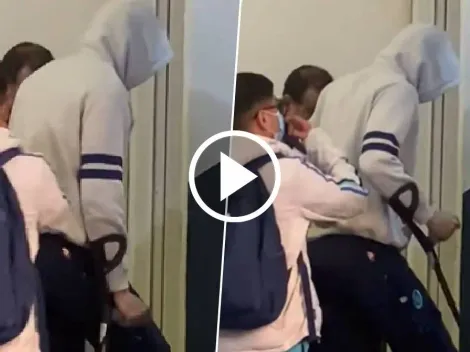 Así salía Kevin Mier del Cuauhtémoc: en muletas y desolado