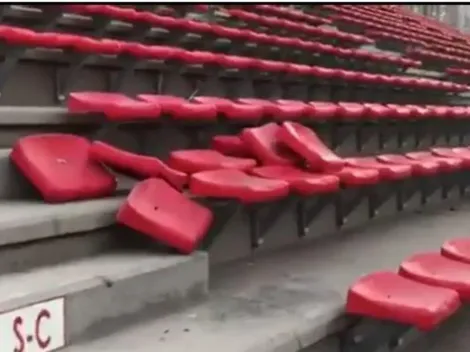 Hinchas de Colo Colo rompieron butacas del remozado estadio de La Calera