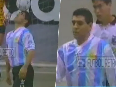 Joya de archivo de Maradona jugando baby fútbol ante Colo Colo en 1994