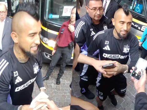 Vidal recibe el cariño de los hinchas de Colo Colo en Argentina