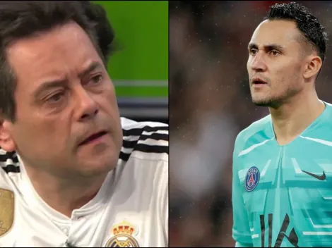 Tomás Roncero llena de flores a Keylor Navas después del Madrid - PSG