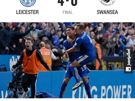 El Leicester golea en casa al Swansea y ve el título de cerca