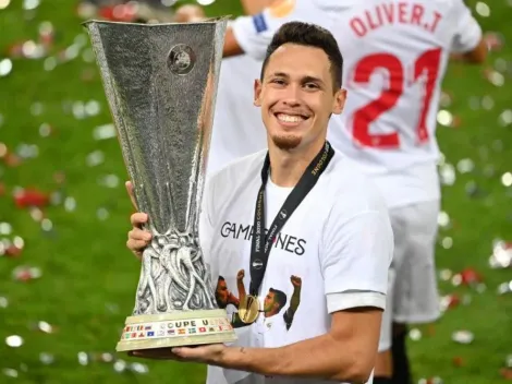 Lucas Ocampos, campeón de la Europa League