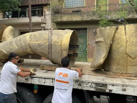 Empezaron los trabajos para armar la estatua de Gallardo