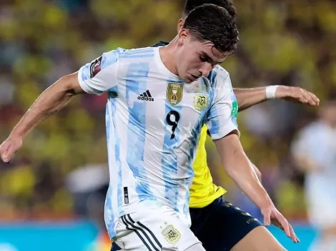 La emoción de Julián Álvarez tras anotar su primer gol en la Selección