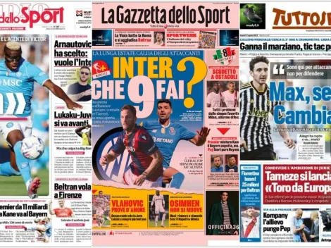 Beltrán, tapa de todos los diarios de Italia