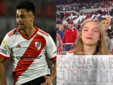 Pity Martínez: ovación en el Monumental y emotivo gesto con una hincha de River