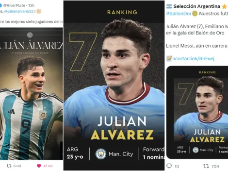 Julián quedó séptimo en el Balón de Oro: los saludos de River, el City y la Selección