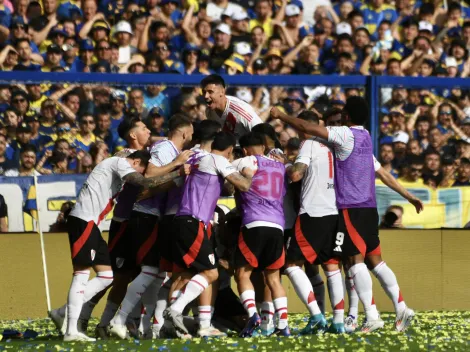 Fiesta roja y blanca: la celebración de los jugadores de River tras la victoria en La Boca