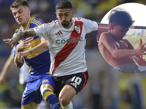 El alocado festejo del hijo de Lanzini con el gol de River