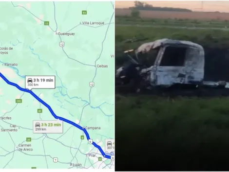 Accidente y corte de la ruta destinada a River para llegar a Rosario para el partido con Racing