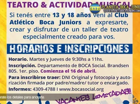 Inscripción al taller de música y teatro de Boca