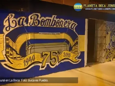 Mural por los 75 años de La Bombonera
