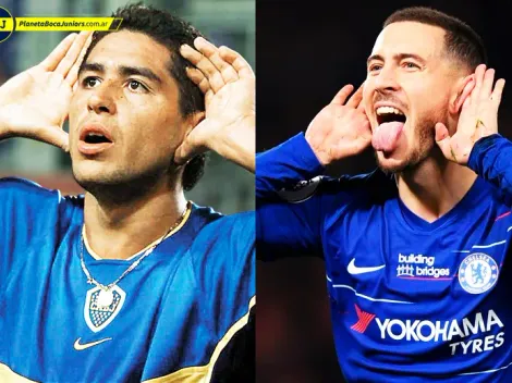 Riquelme le regaló su camiseta a Hazard