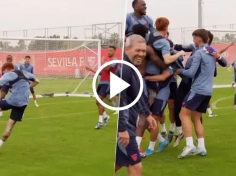 VIDEO | El golazo de volea del Colo Barco en el entrenamiento del Sevilla que hizo delirar a sus compañeros