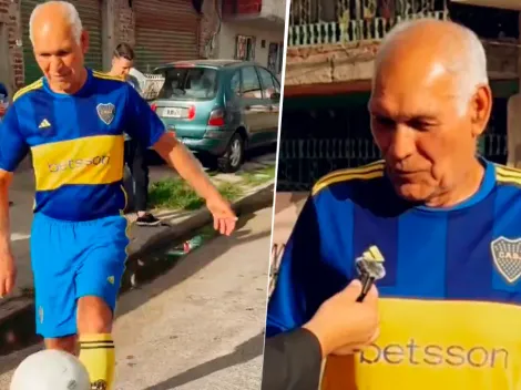 Hermosa historia: a los 70 años, un hincha de Boca aprendió a hacer jueguitos durante tres cuadras para homenajear a Maradona