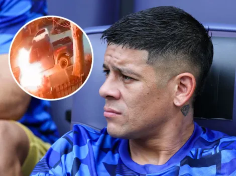Un encapuchado incendió una camioneta de Marcos Rojo tasada en 100 millones: el video