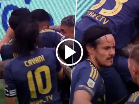 El gesto de Paredes y Cavani con Aguirre en el festejo del gol de Boca que refleja las intenciones internas del plantel