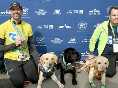 Histórico: Corredor ciego se transformó en el primero que termina la media maratón de Nueva York