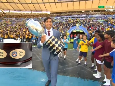 Mati Fernández entrega oficialmente la Copa América con las dos placas