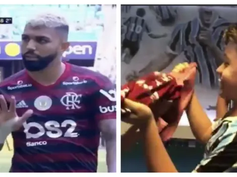 Gabigol cara y sello: Se burla de Gremio y luego le regala su camiseta a un niño hincha de ese equipo