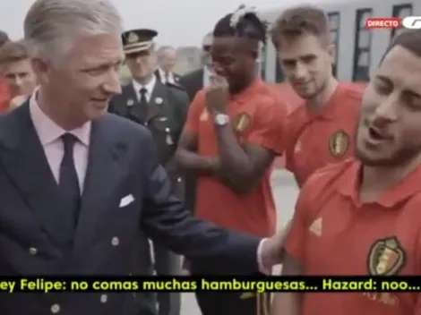 Rey de Bélgica vacila a Hazard: "No comas tantas hamburguesas"