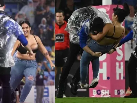 Polémico: chica invade la cancha y es tackleada violentamente