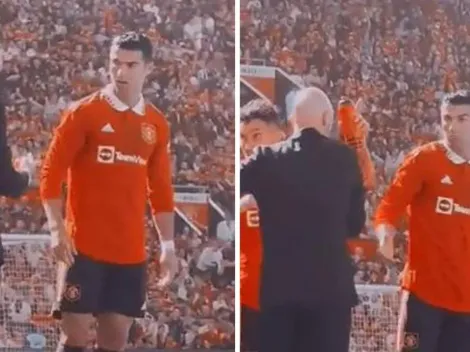 Surge video de CR7 teniendo tensa charla con el técnico Ten Hag