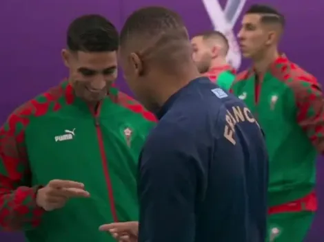 El simpático saludo entre Hakimi y Mbappé antes de la semifinal