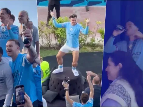 El alocado festejo de Grealish con el City tras la Champions