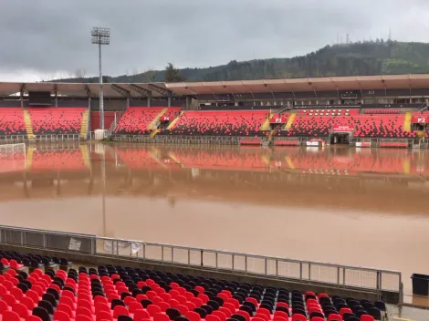 Fiscal de Talca se transforma en piscina por lluvias