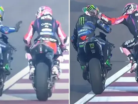 A 150 km/h: piloto de Moto GP agrede a rival en plena competencia