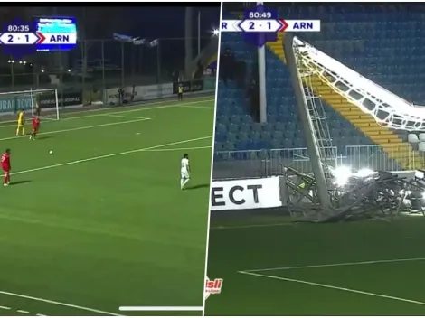 Pánico: torre de iluminación cae en pleno partido en Azerbaiyán