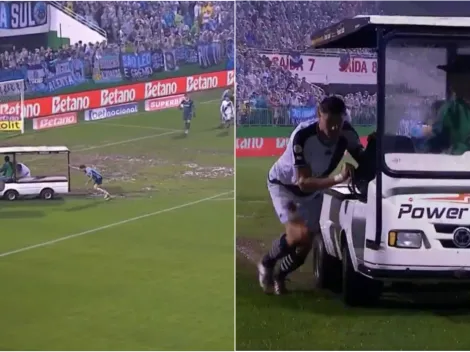 ¡A empujar el "carrinho"! Hilarante momento en el Brasileirao