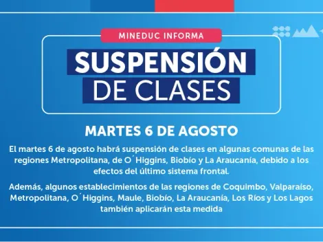 ¿Qué comunas no tienen clases este martes 6 de agosto?