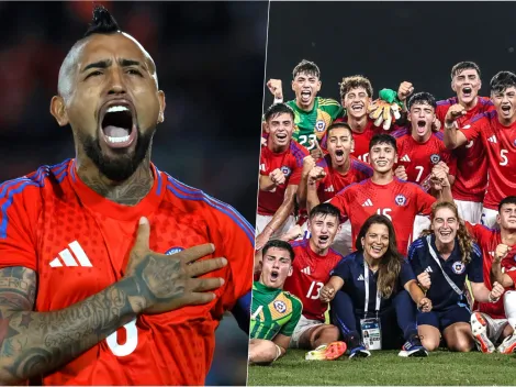 El festejo de Vidal tras la clasificación de Chile al Mundial