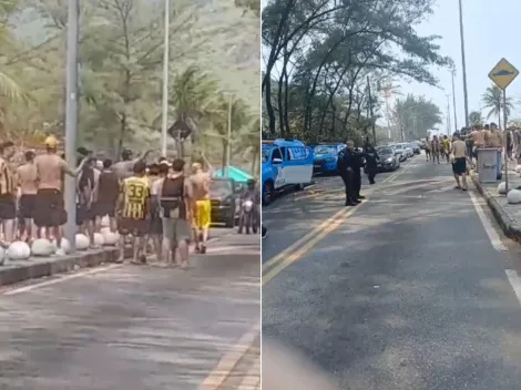 Clima tenso em praia do Rio antes de Flamengo x Peñarol; assista