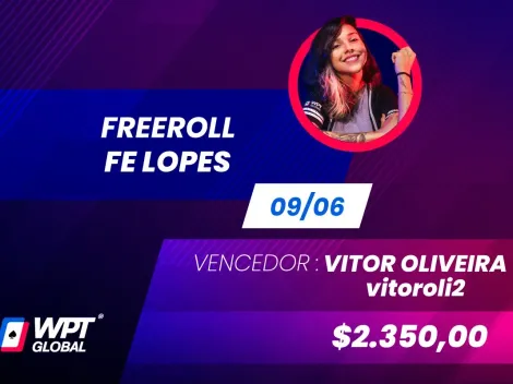 Fê Lopes encerra Freerolls brasileiros com sucesso no WPTGlobal