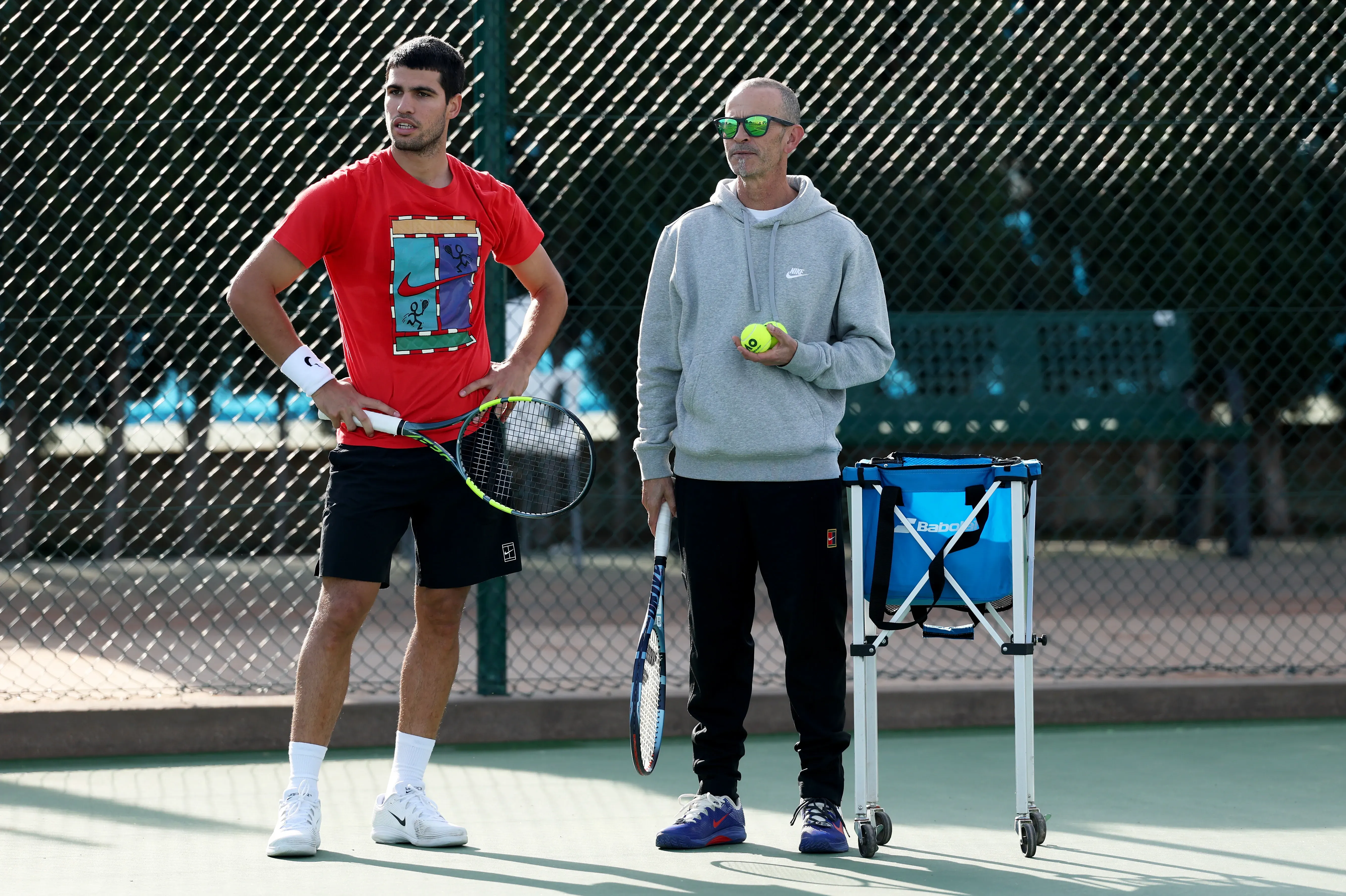 Carlos Alcaraz y Samu López, su entrenador actual. (Foto: Getty).