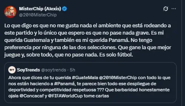 MisterChip en su cuenta oficial de X.