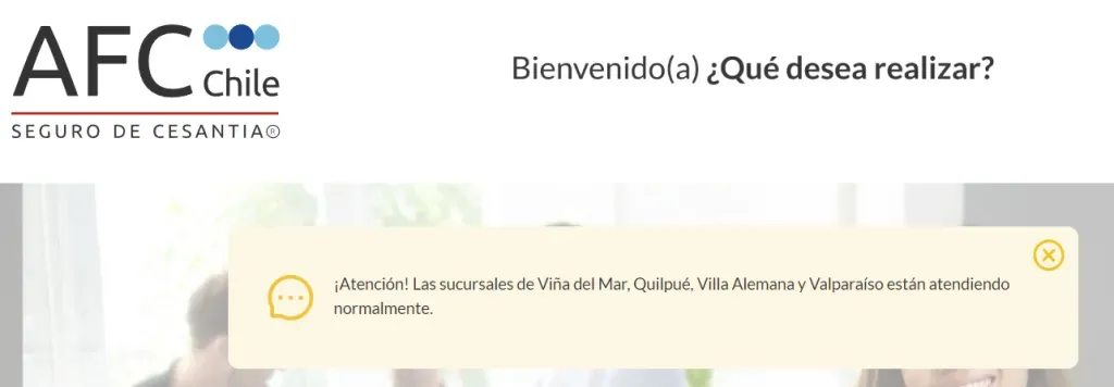 Información de AFC sobre sucursales de la V Región.