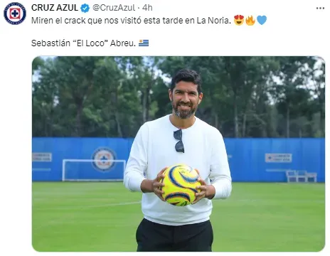 Abreu visitó las instalaciones de La Noria. (@CruzAzul)