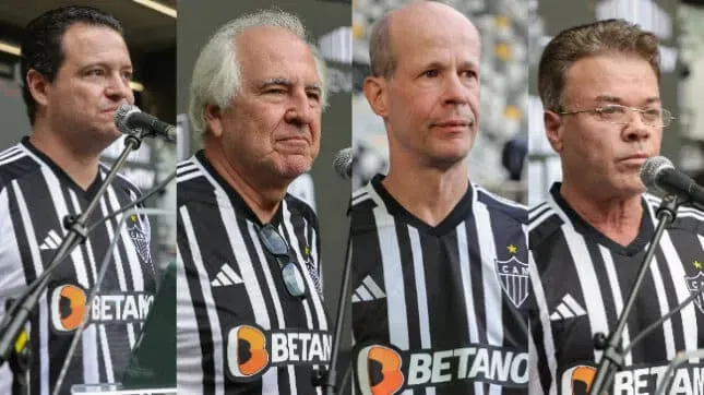 Rafael Menin, Rubens Menin, Ricardo Guimarães e Renato Salvador: grupo conhecido como 4 Rs seguirá definindo rumos do SAF do  Atlético. Pedro Souza/Atlético