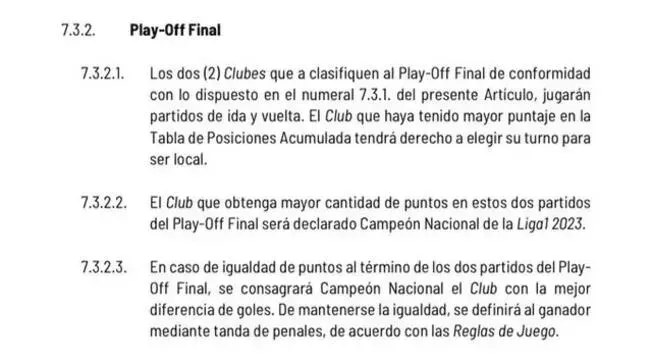 Las bases explican qué pasa si Alianza y Universitario empatan. | Créditos: Bases Liga 1.