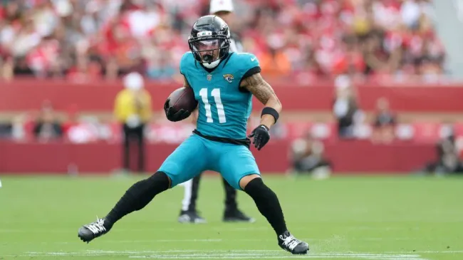 Parker Washington #11 of the Jacksonville Jaguars in 2025. (Source: Ezra Shaw/Getty Images)
