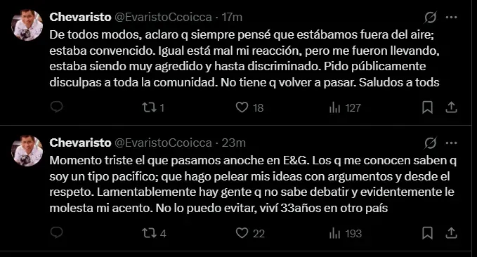 Fuente: @EvaristoCcoicca