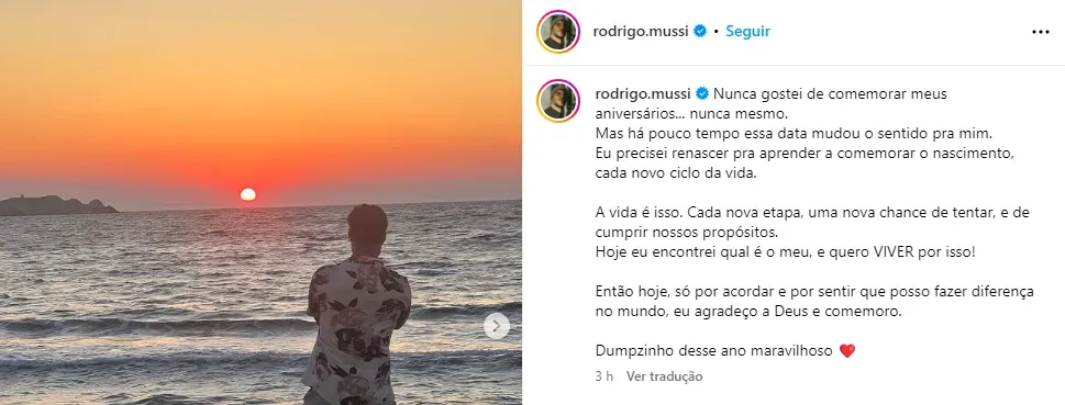 Foto: Reprodução/Instagram de Rodrigo Mussi